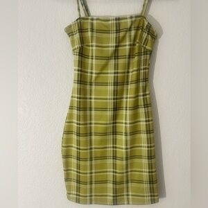 Yellow Plaid Bodycon Dress